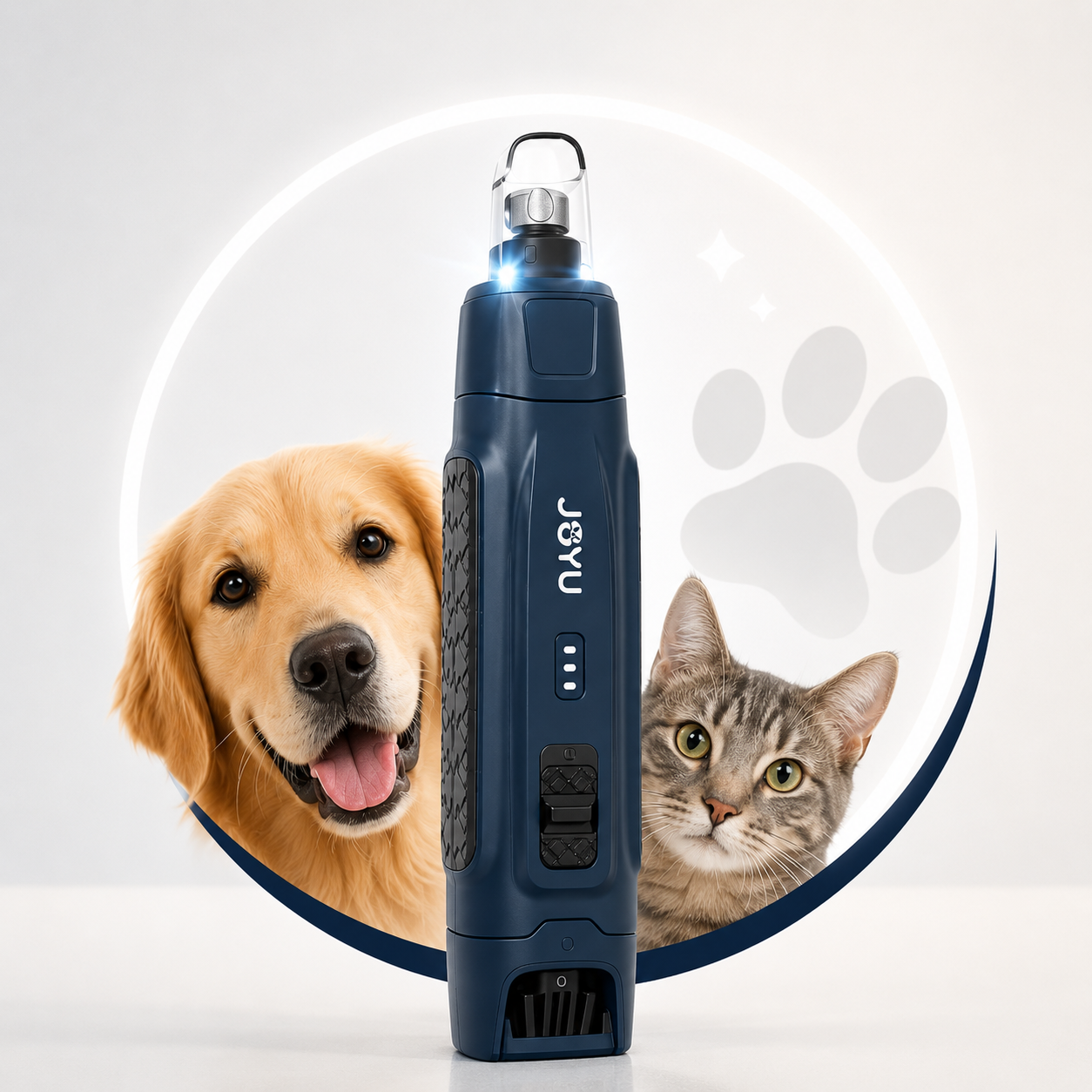 Cortauñas Eléctrico JOYU para Perros y Gatos | 6 Velocidades, Doble Luz LED y Tecnología Silenciosa