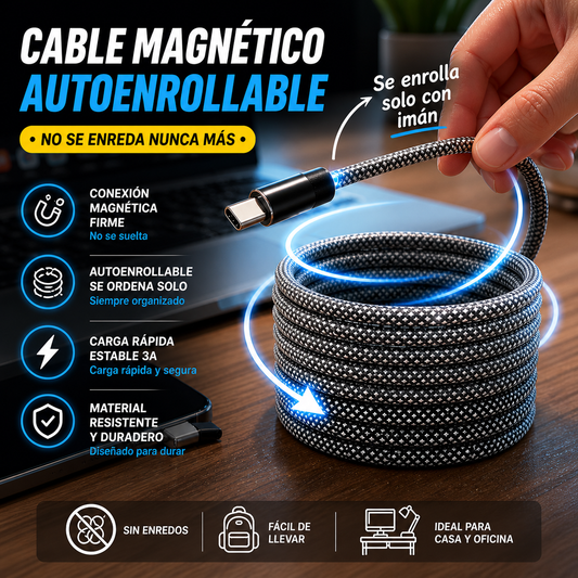 Cable Magnético 100W Carga Rápida con Display LED